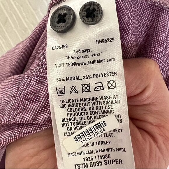 Ted Baker Men’s London Woven Collar Purple Polo Size 5 - Picture 8 of 8